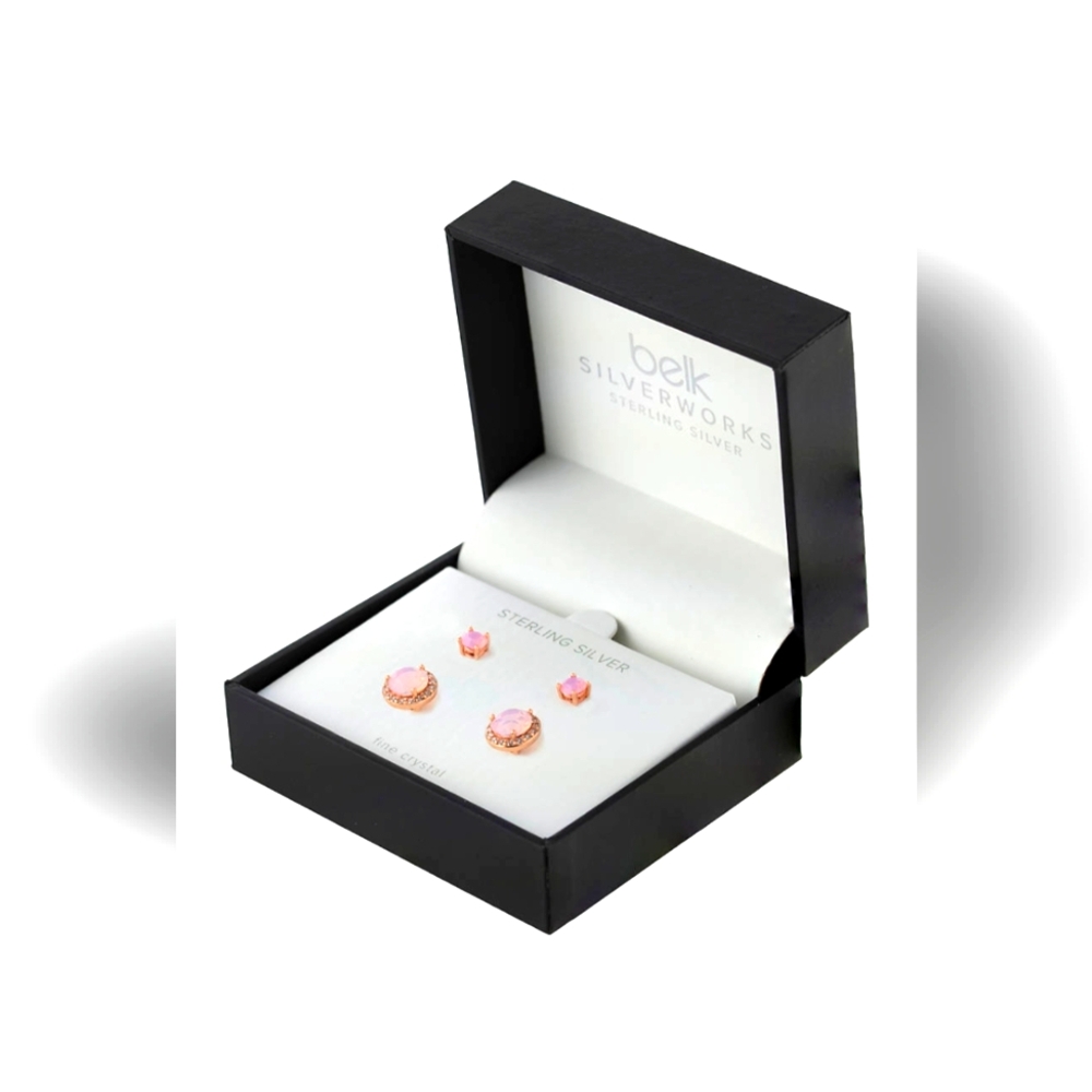 Belk Sterling Silver PINK Crystal Earrings